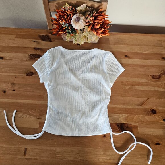 SHEIN EZwear Solid Color Wrap & Cinched Waist Shirt For Summer- XS - Picture 8 of 14